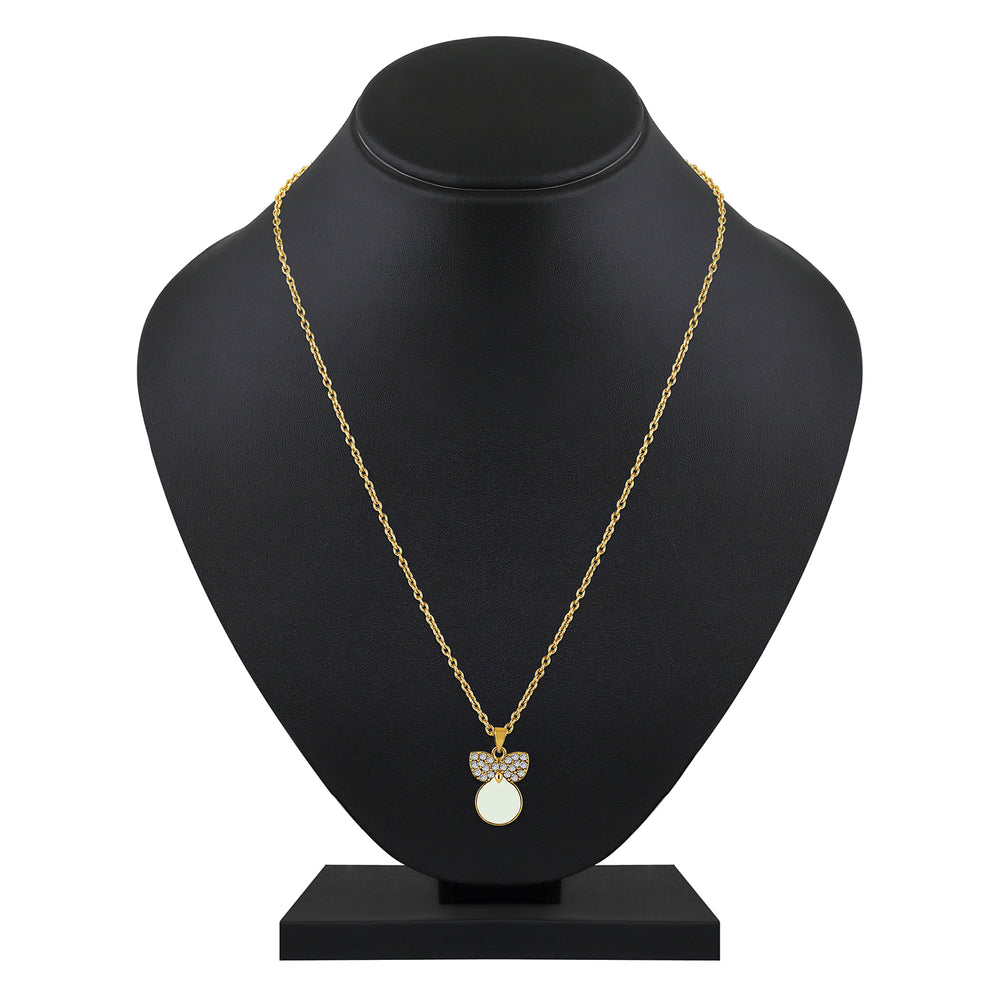 Red Meenakari Work and Crystals Cute Pendant Set