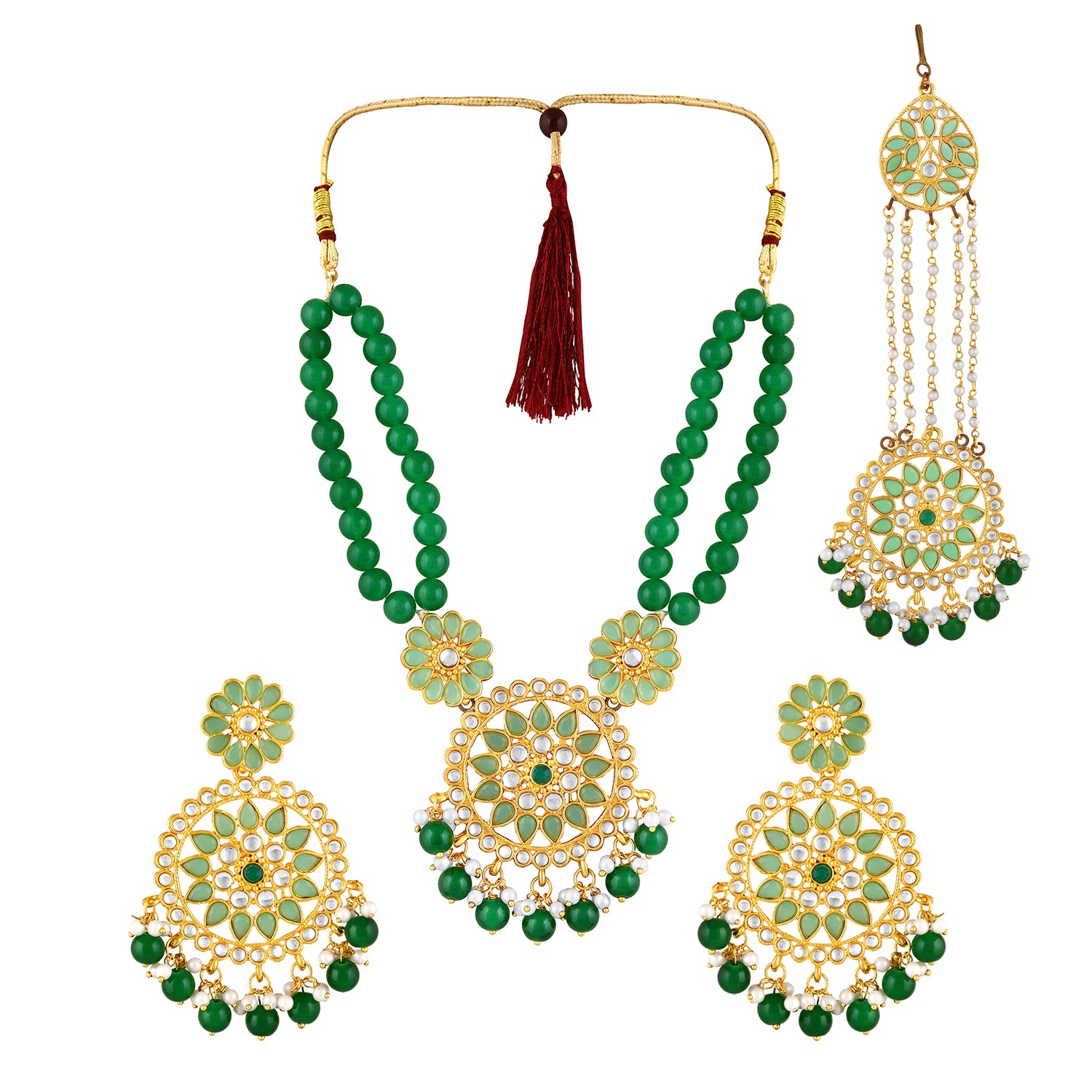 Dual Layer Floral Necklace Jewellery Set