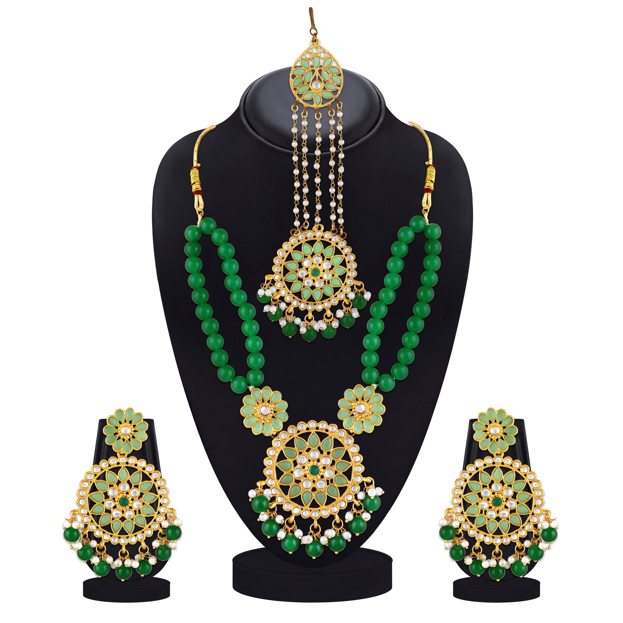 Dual Layer Floral Necklace Jewellery Set