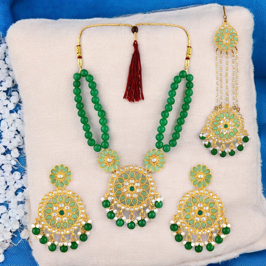 Dual Layer Floral Necklace Jewellery Set