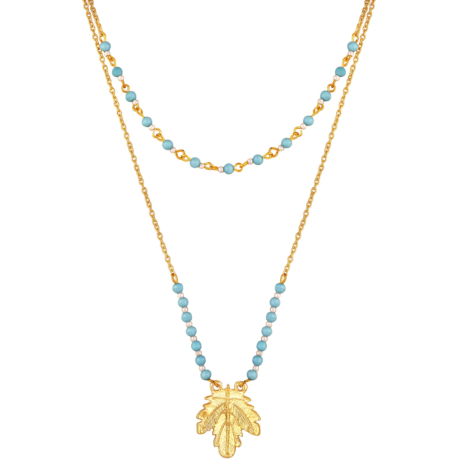 Dual Layer Mapel Leaf Long Necklace Set