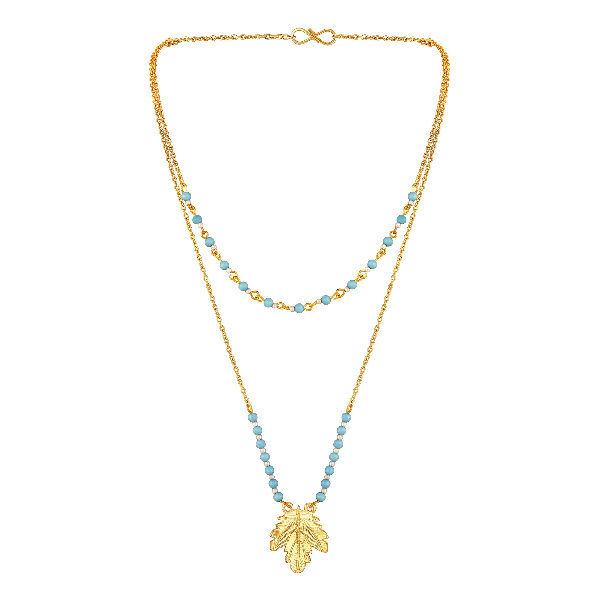 Dual Layer Mapel Leaf Long Necklace Set