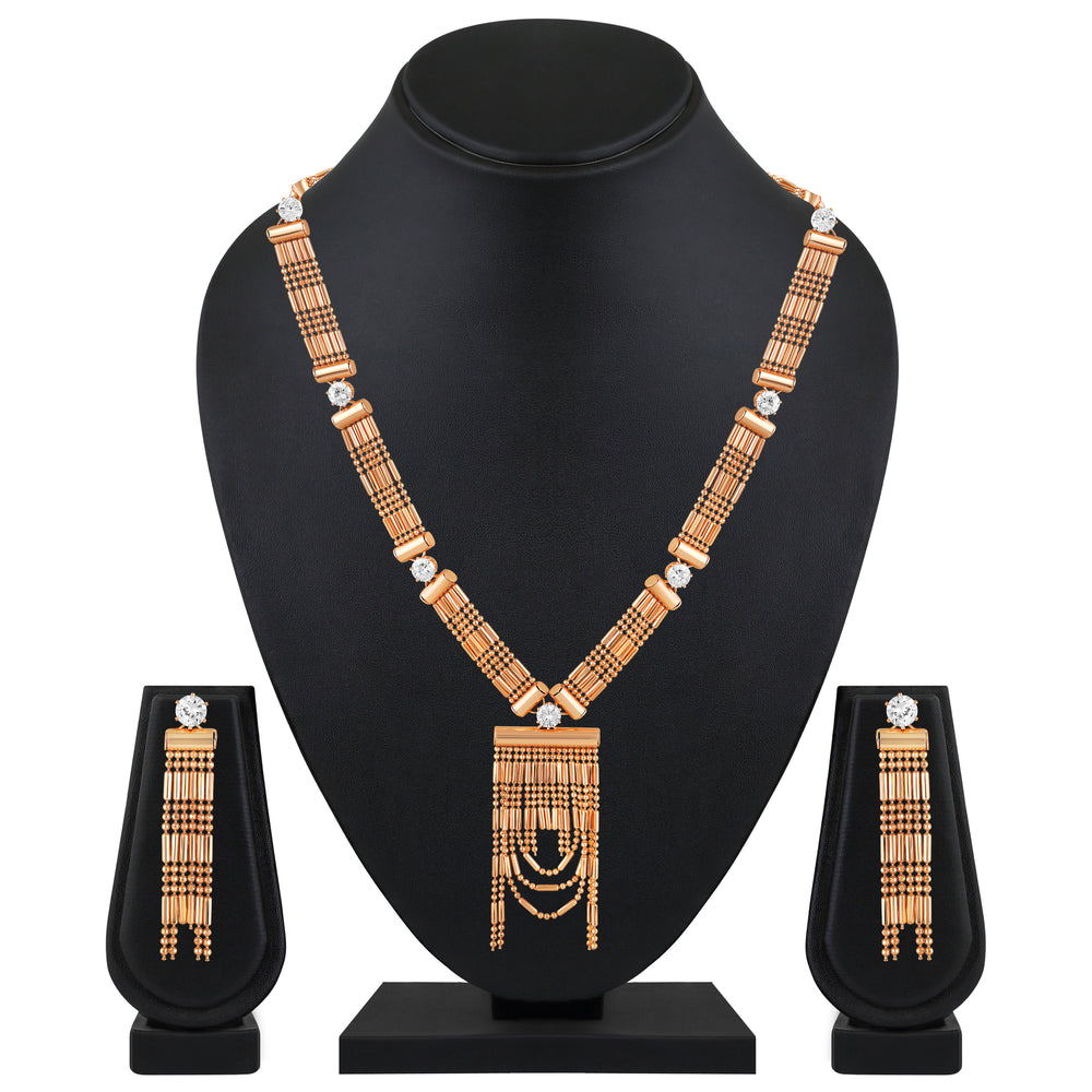 Layered Chain Design Necklace with Earrings