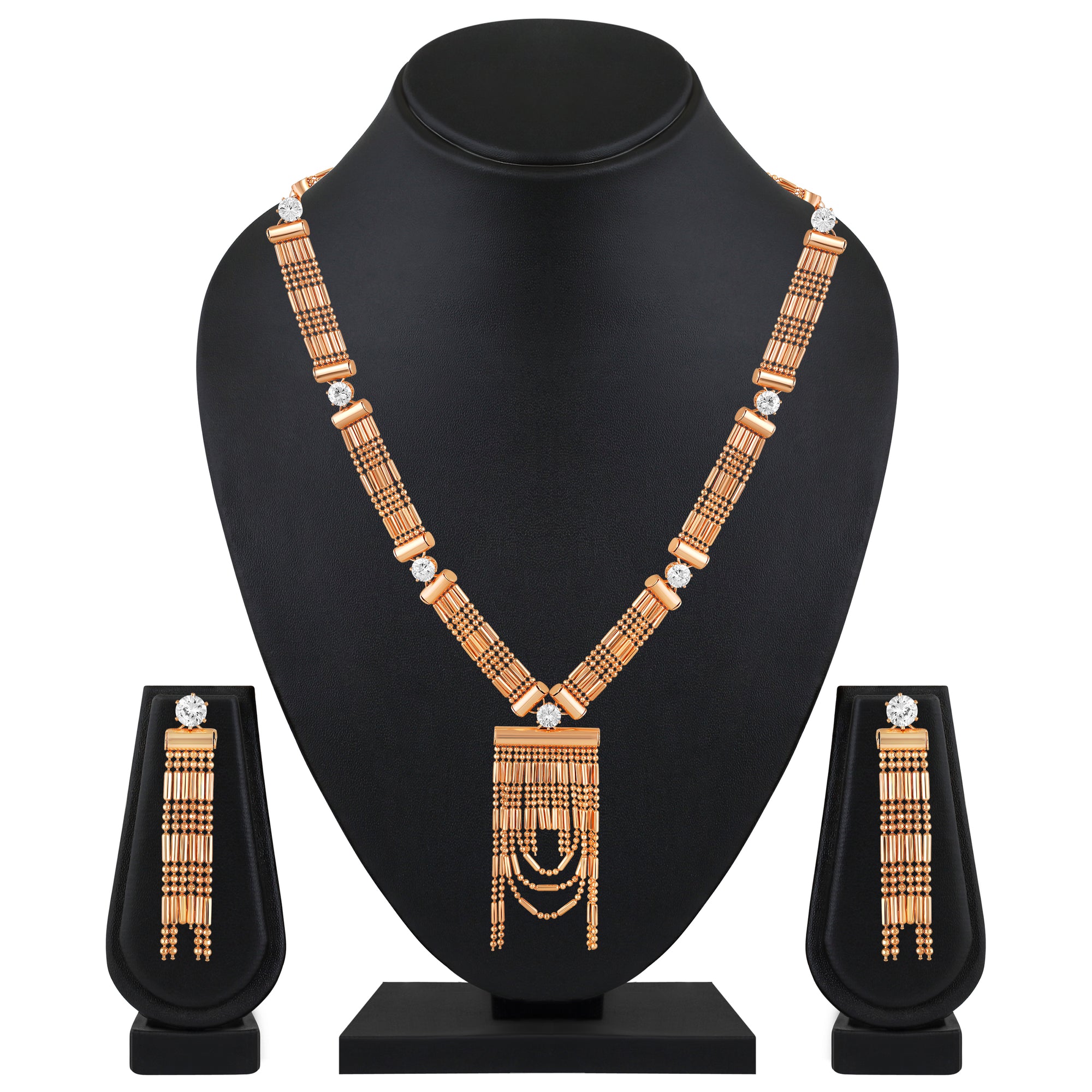 Layered Chain Design Necklace with Earrings