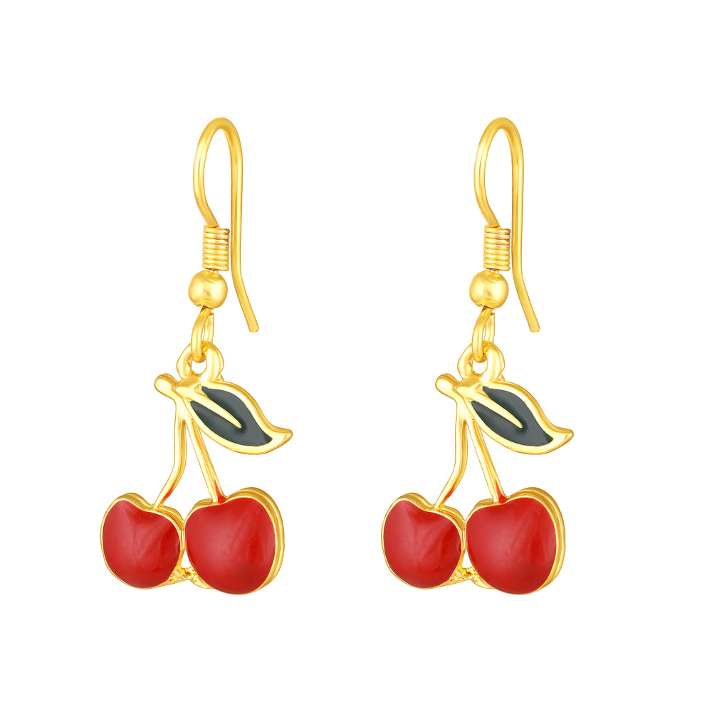 Meenakari Wok Enamel Bunch of Cherry Pendant with Dangler Earrings