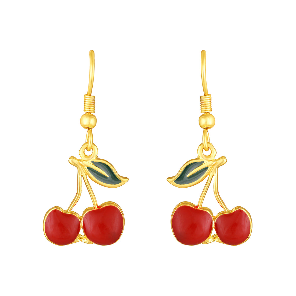 Meenakari Wok Enamel Bunch of Cherry Pendant with Dangler Earrings