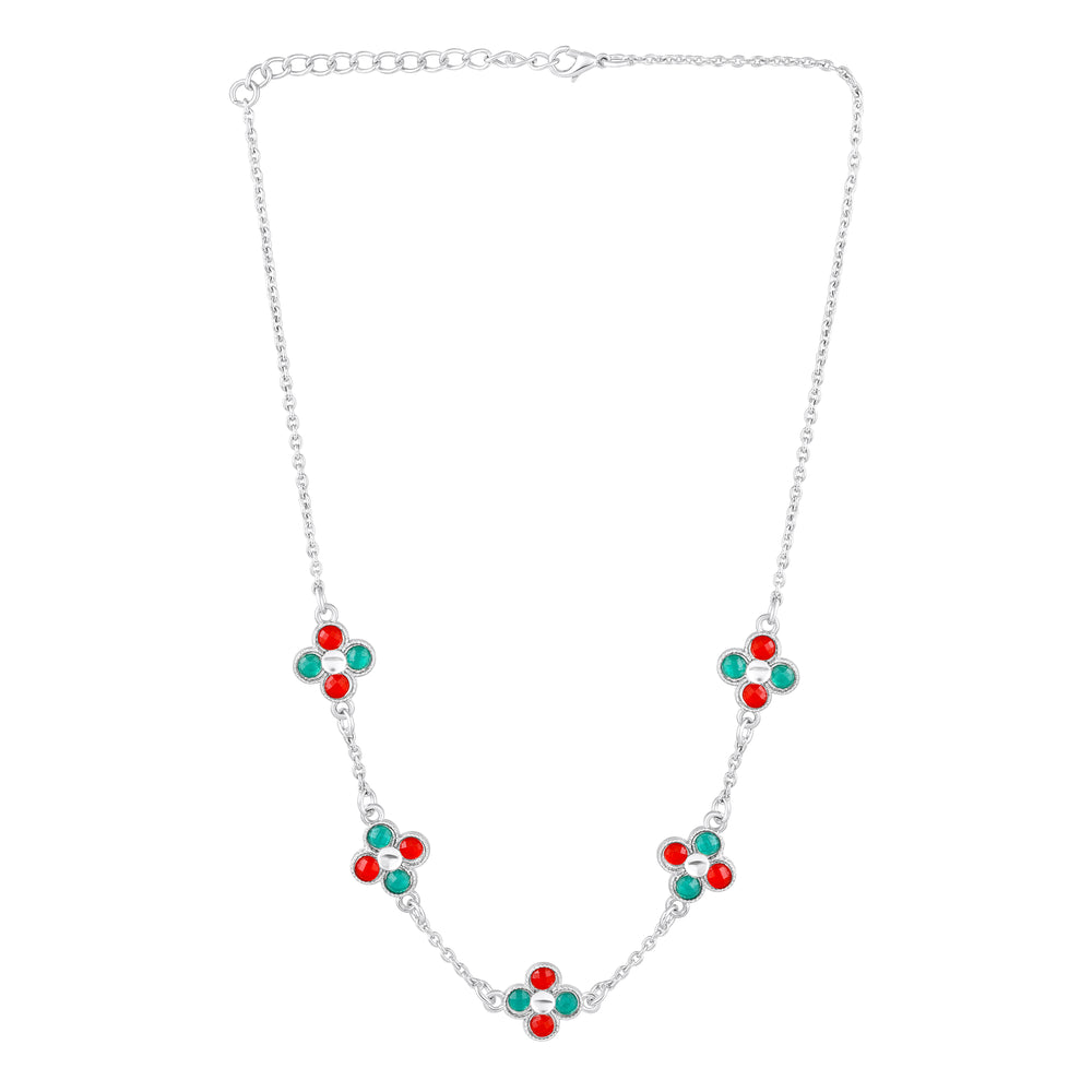 Green Floral Chain Link Jewellery Set