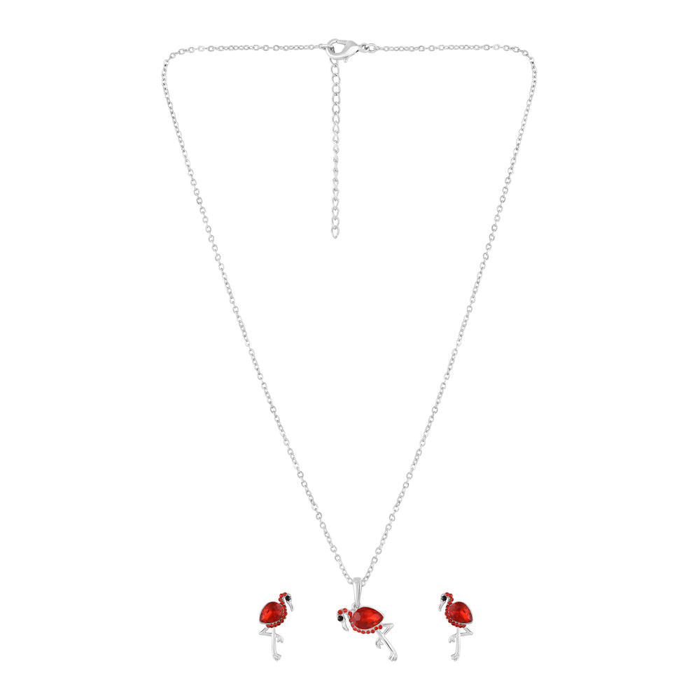 Trendy Swan-Shaped Red Pendant Set