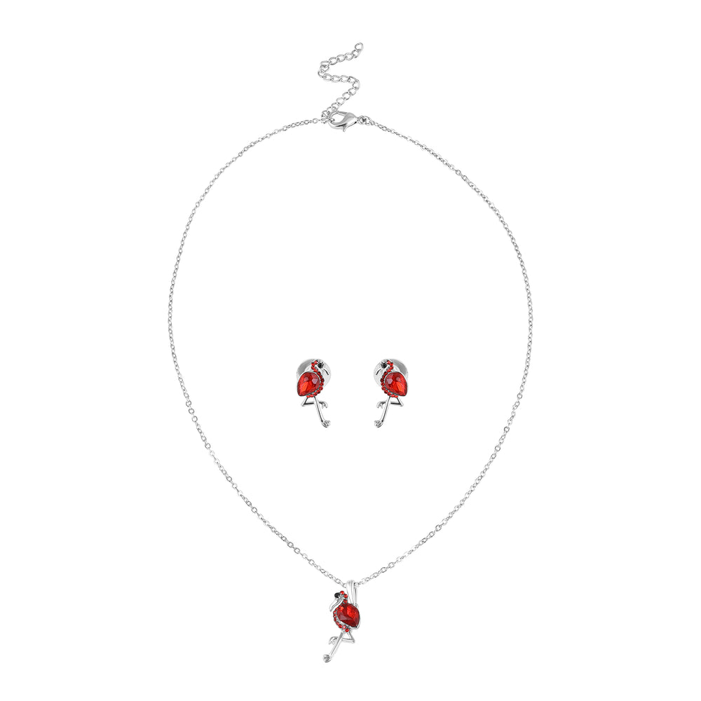 Trendy Swan-Shaped Red Pendant Set