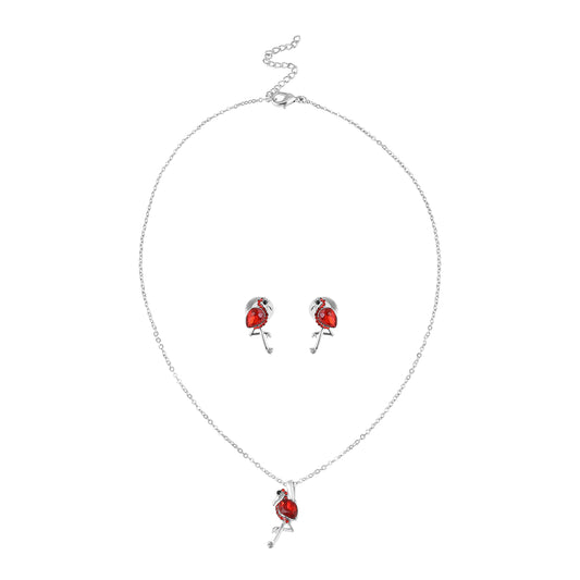 Trendy Swan-Shaped Red Pendant Set