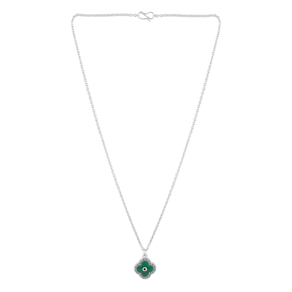 Green Floral Evil Eye Meenakari Work Pendant Set
