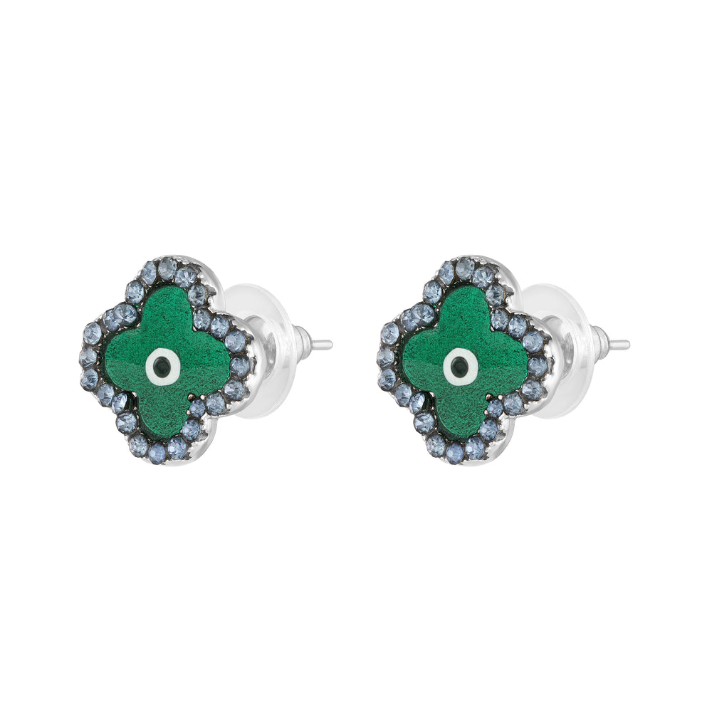 Green Floral Evil Eye Meenakari Work Pendant Set