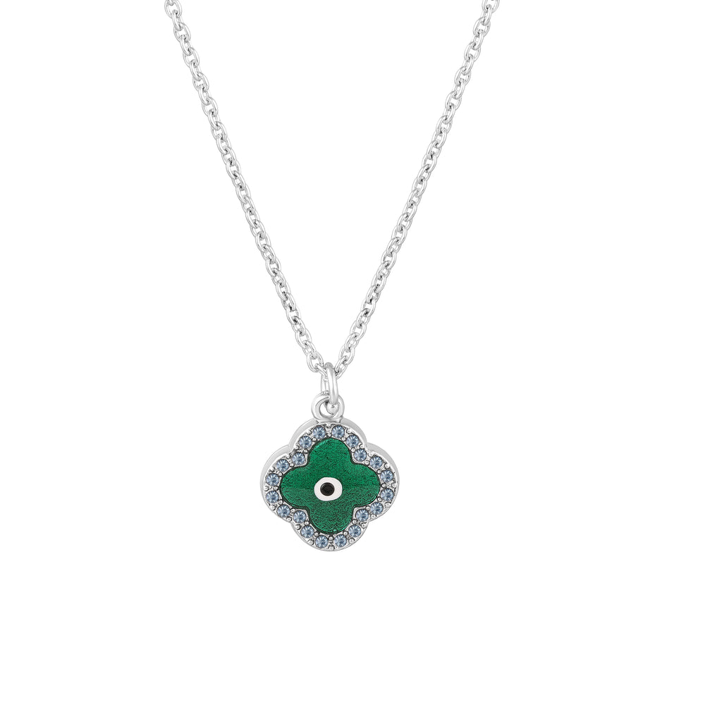 Green Floral Evil Eye Meenakari Work Pendant Set