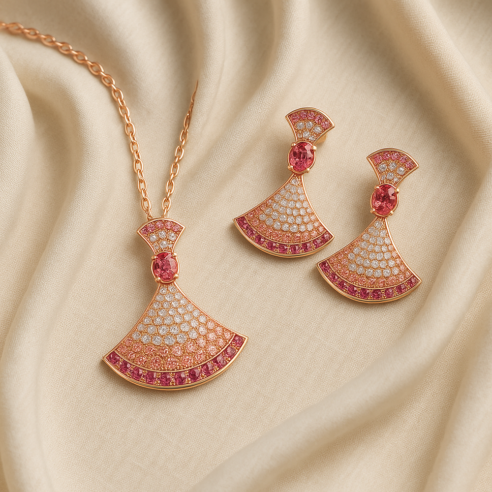 Gradient Big Skirt Pendant Necklace Set