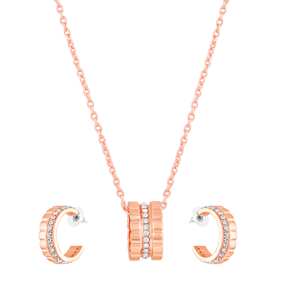Modern Blue Crystal Band Pendant Set