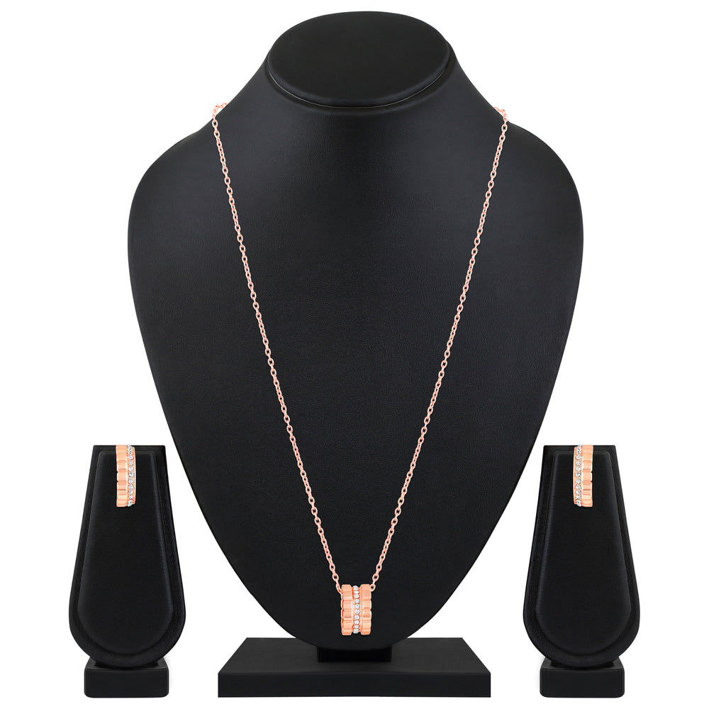 Modern Blue Crystal Band Pendant Set