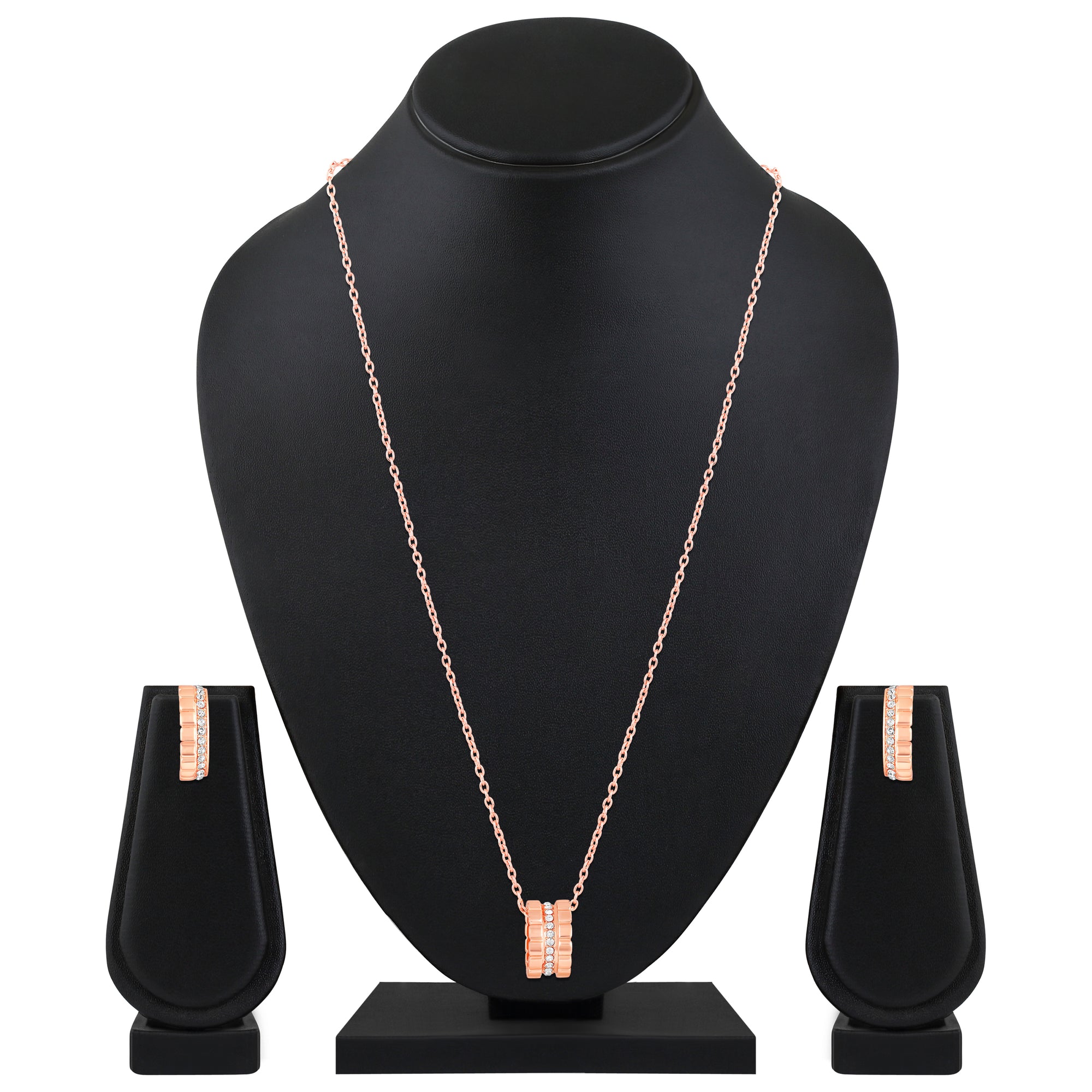 Modern Blue Crystal Band Pendant Set