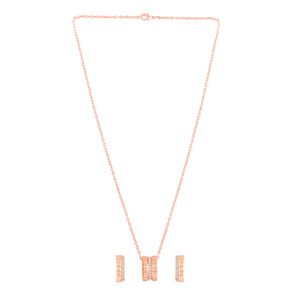 Modern Blue Crystal Band Pendant Set