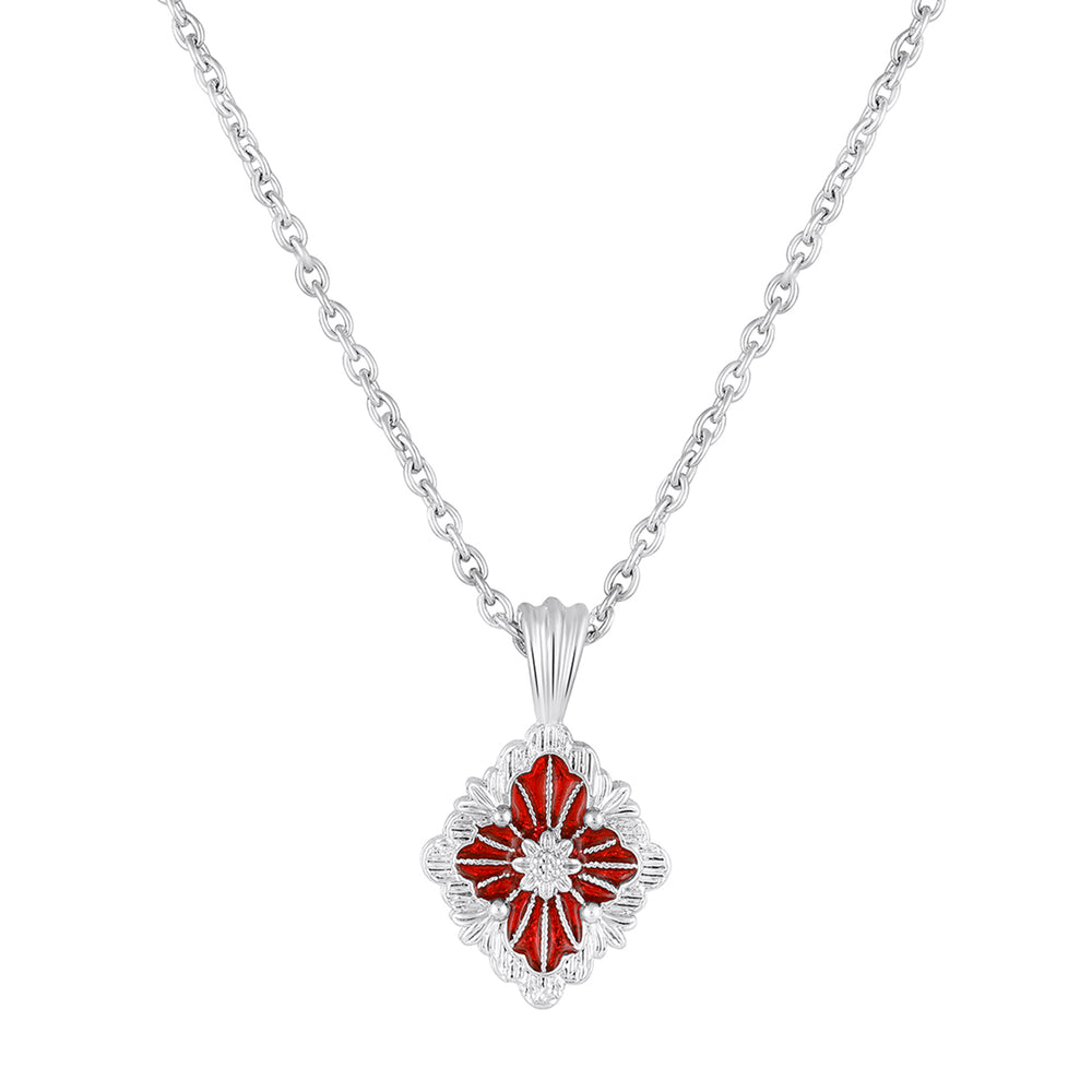 Red Meenakari Floral Pendant Set