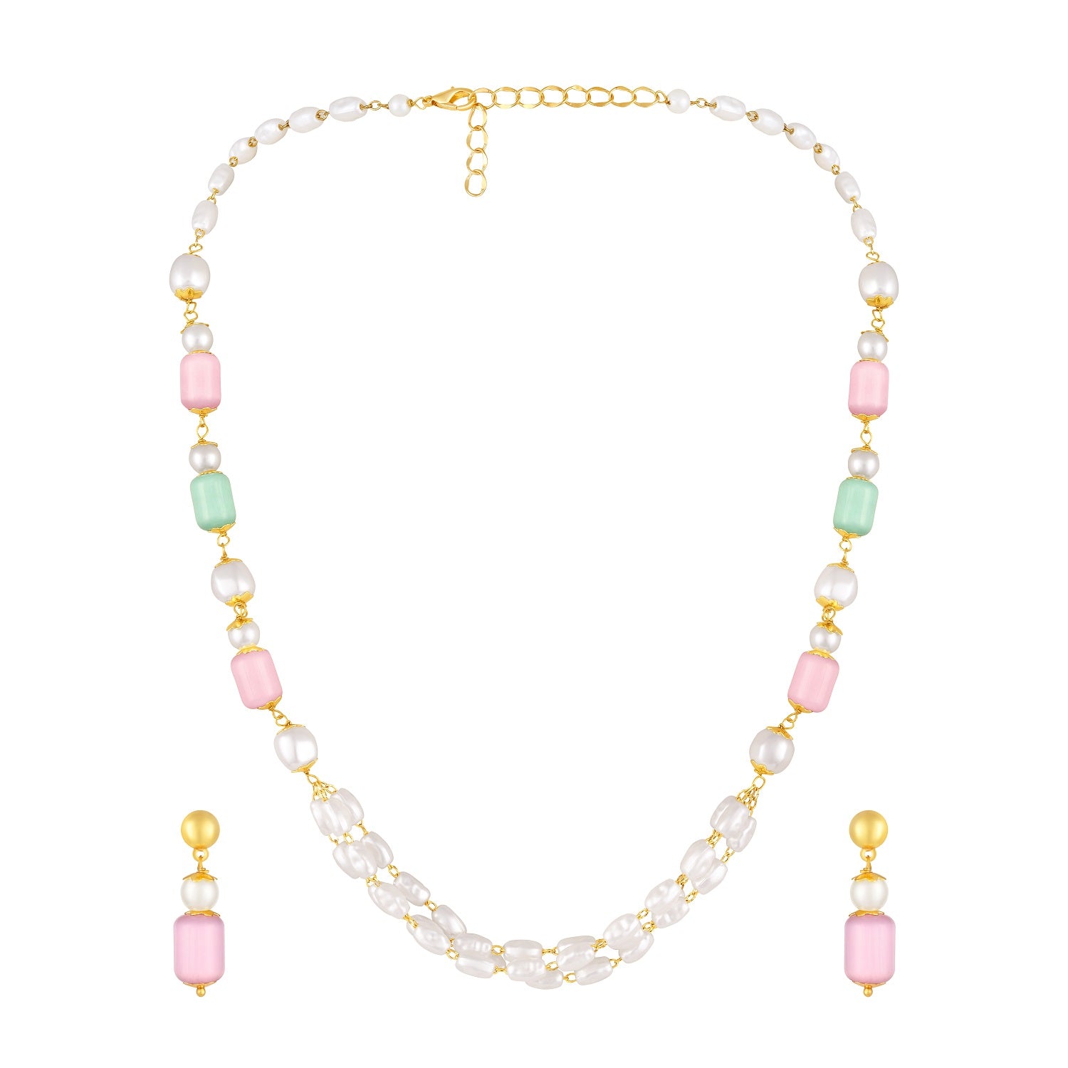 Delicate Necklace Set with Artificial Beads