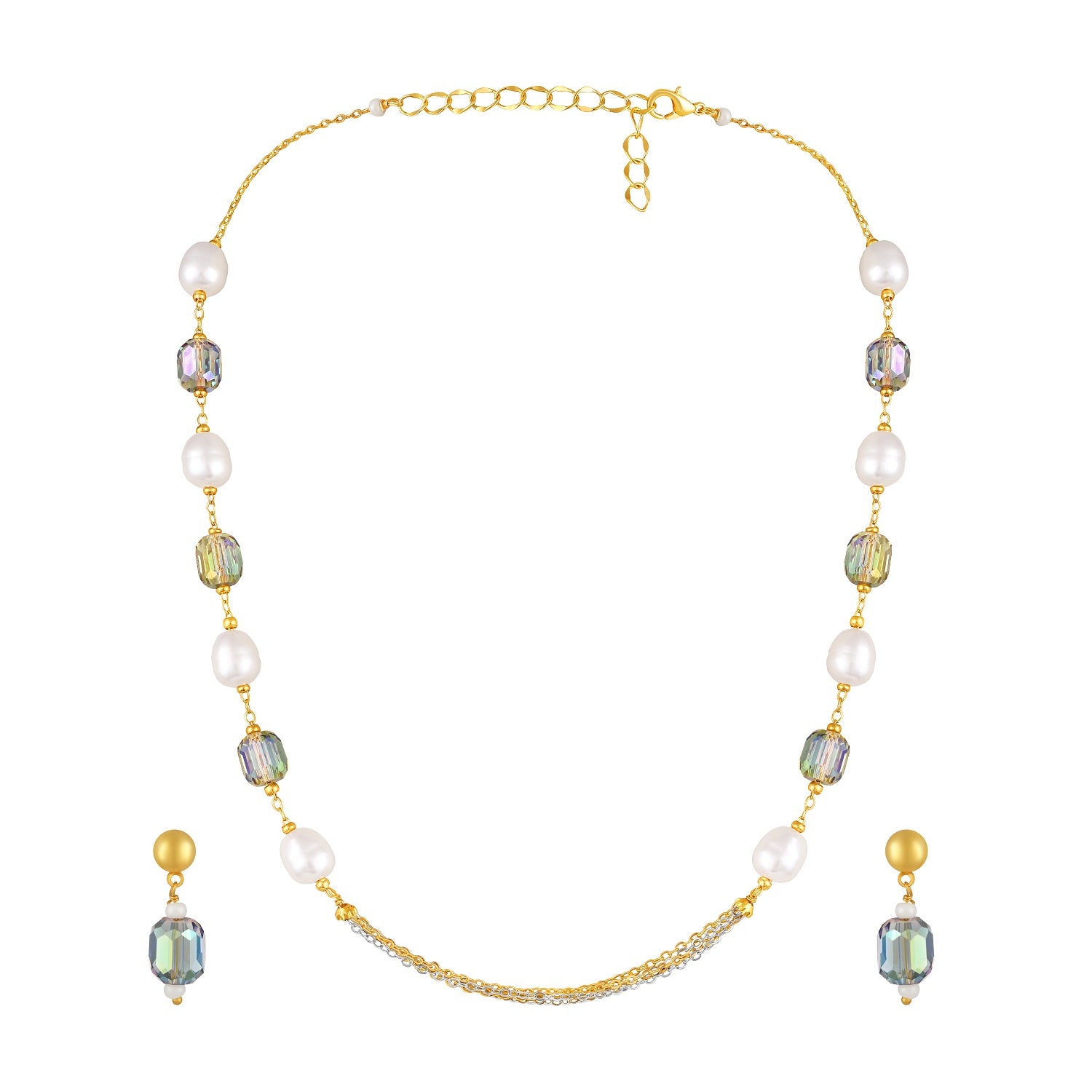 Elegant Necklace Matching Earrings with Artificial Pearls