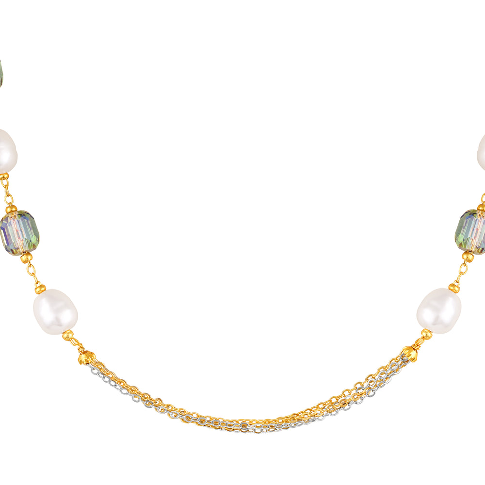 Elegant Necklace Matching Earrings with Artificial Pearls