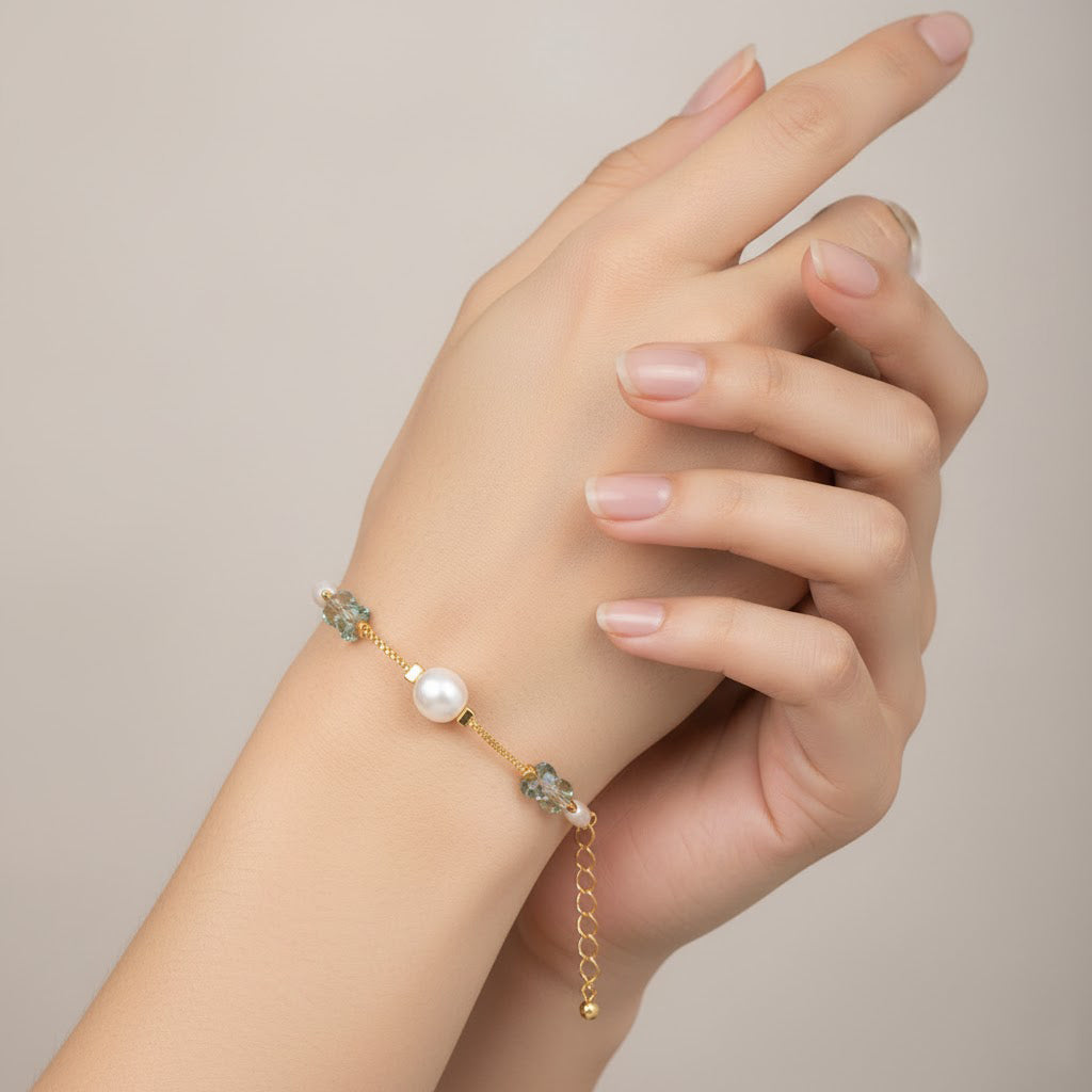 Elegant Artificial Pearl & Crystal Bead Necklace Set