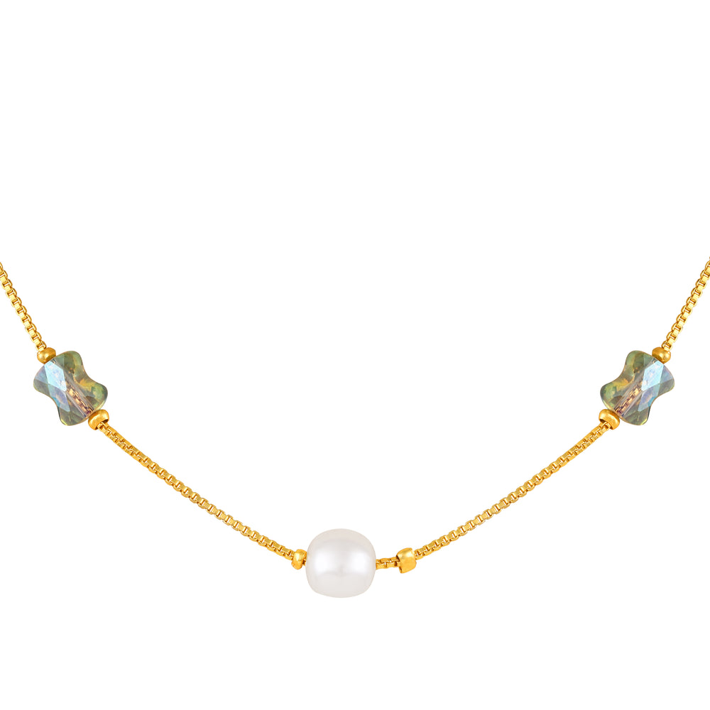 Elegant Artificial Pearl & Crystal Bead Necklace Set