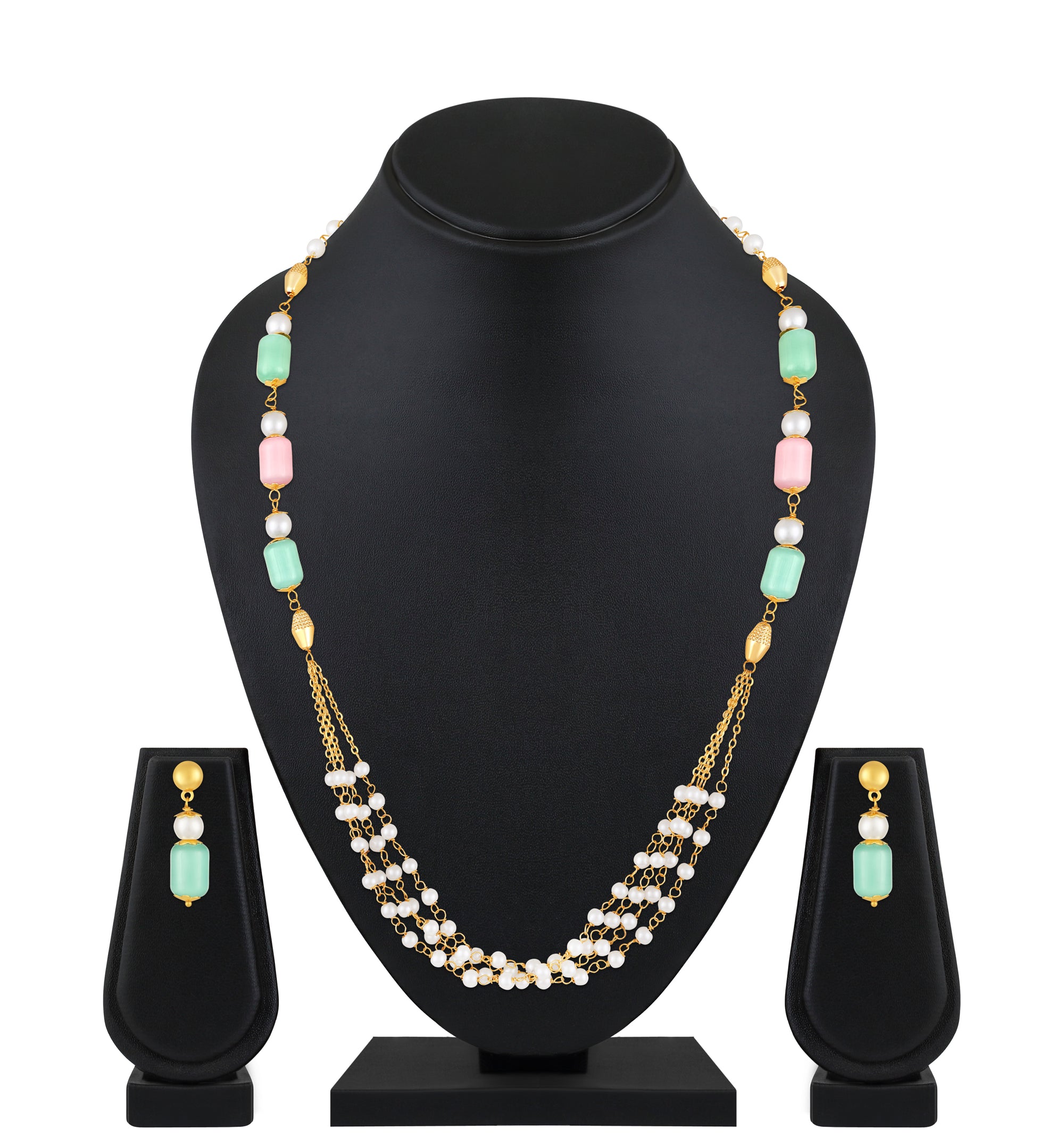 Elegant Necklace Matching Earrings with Artificial Pearls