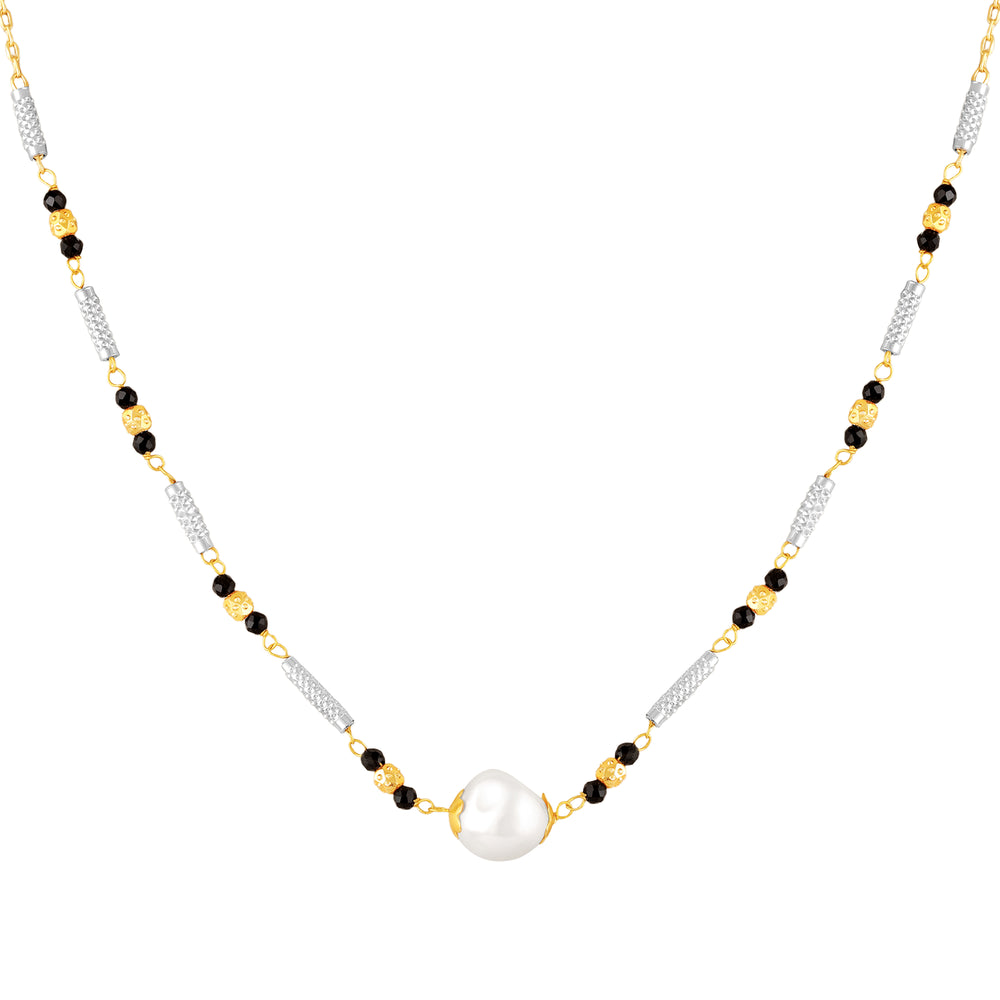 Artificial Pearl Mangalsutra Necklace with Matching Drop Earrings