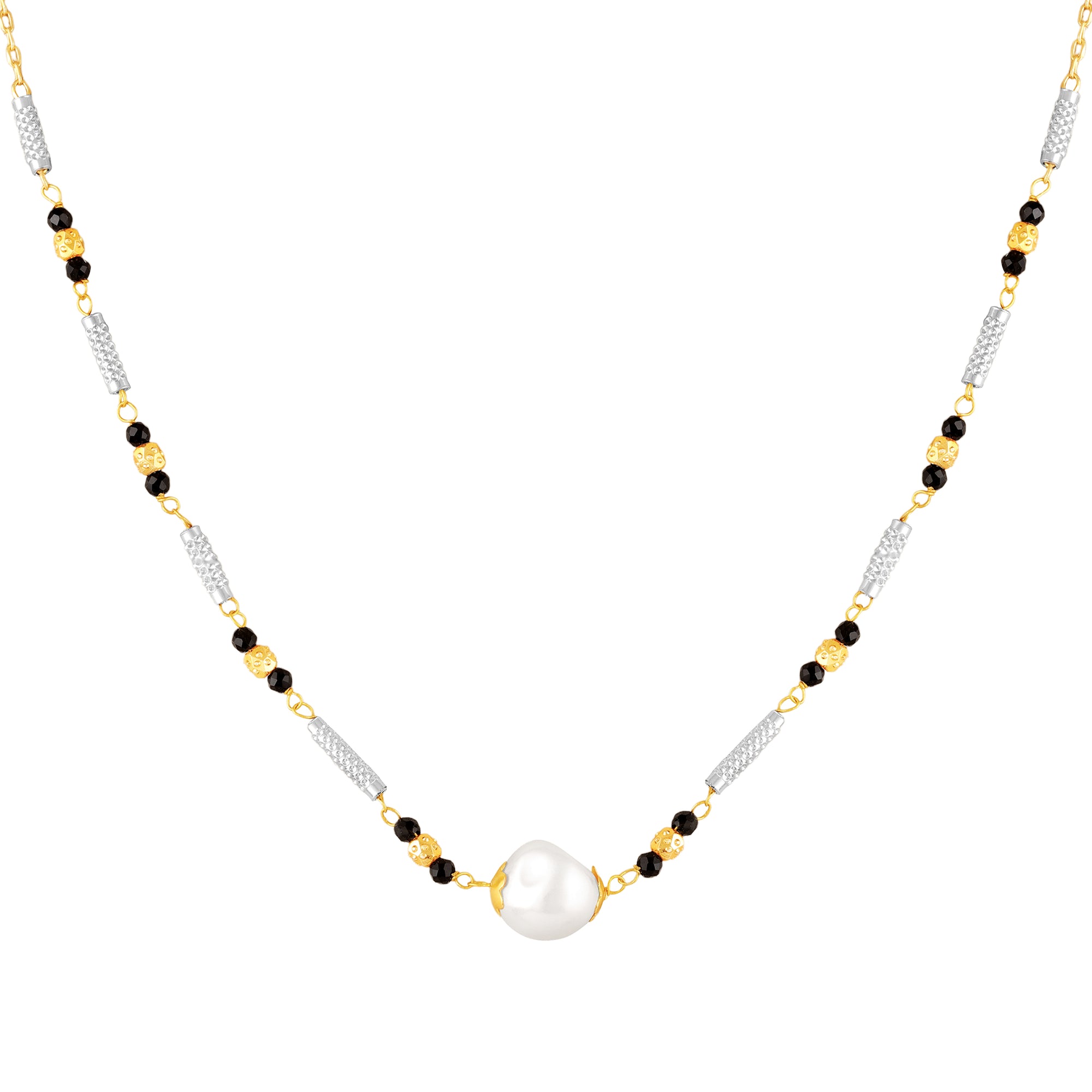Artificial Pearl Mangalsutra Necklace with Matching Drop Earrings