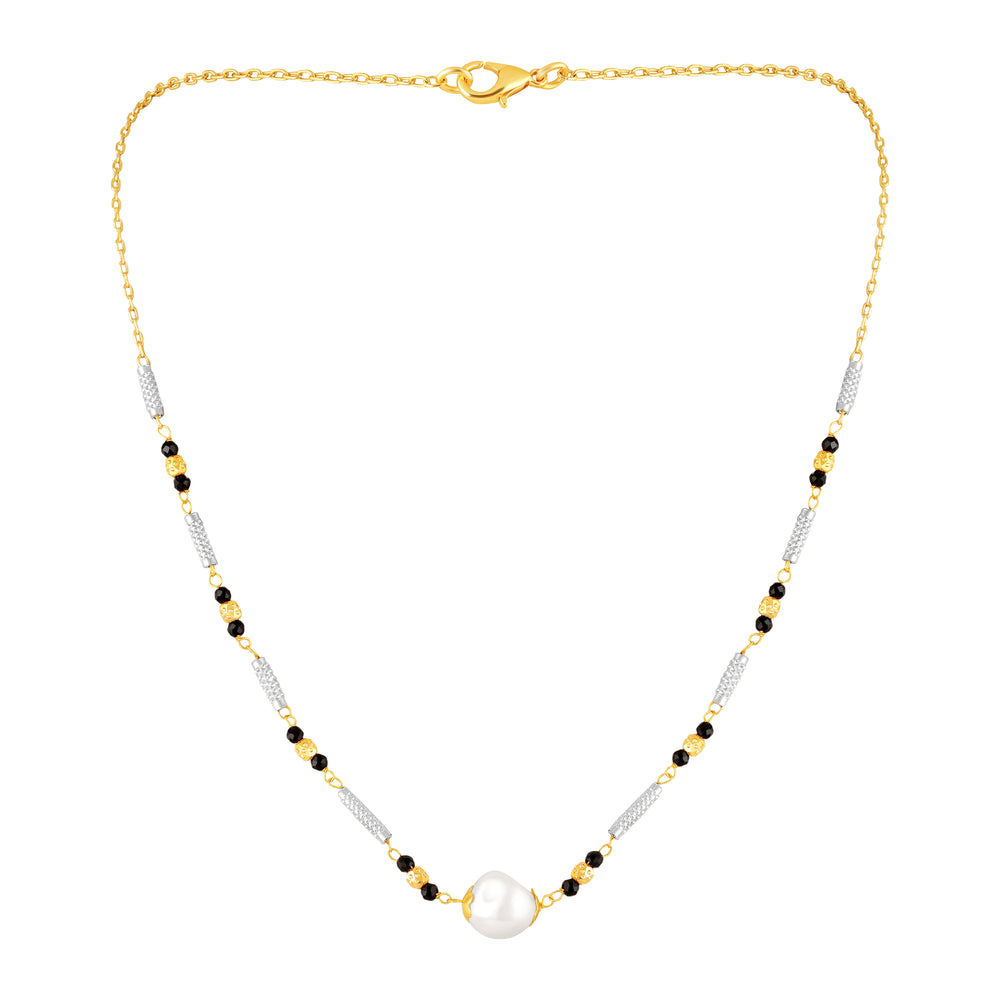 Artificial Pearl Mangalsutra Necklace with Matching Drop Earrings