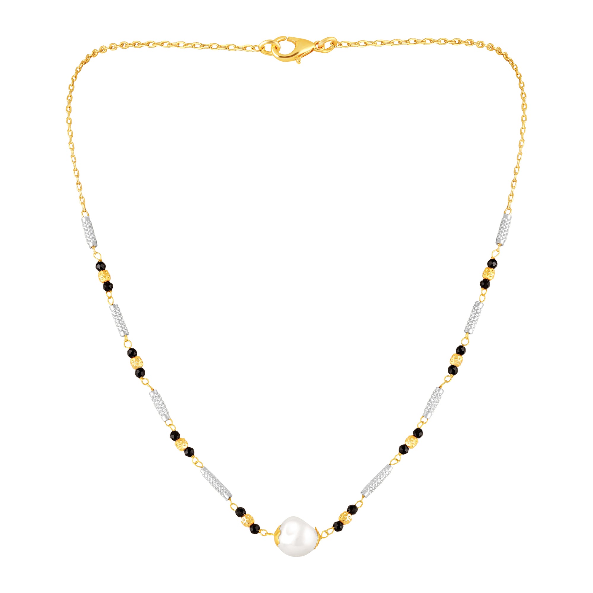 Artificial Pearl Mangalsutra Necklace with Matching Drop Earrings