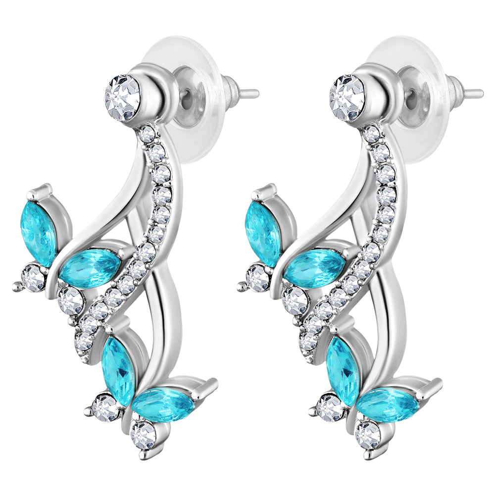 Aqua Blue Butterfly-Shaped Pendant Necklace Set