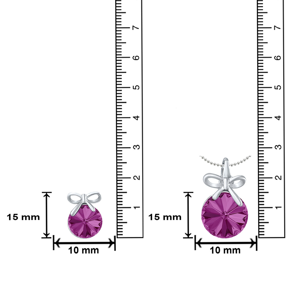 Bow Pendant Set with Fushia Purple Cubic Zirconias