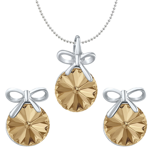 Bow Pendant Set with Brown Cubic Zirconias