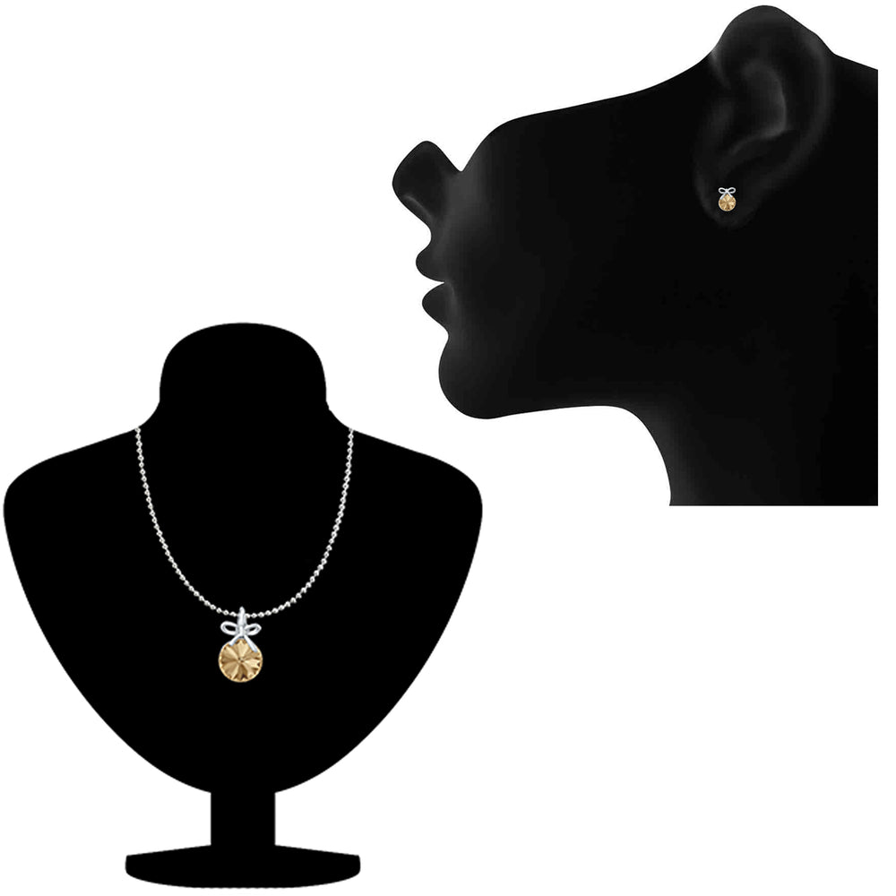 Bow Pendant Set with Brown Cubic Zirconias