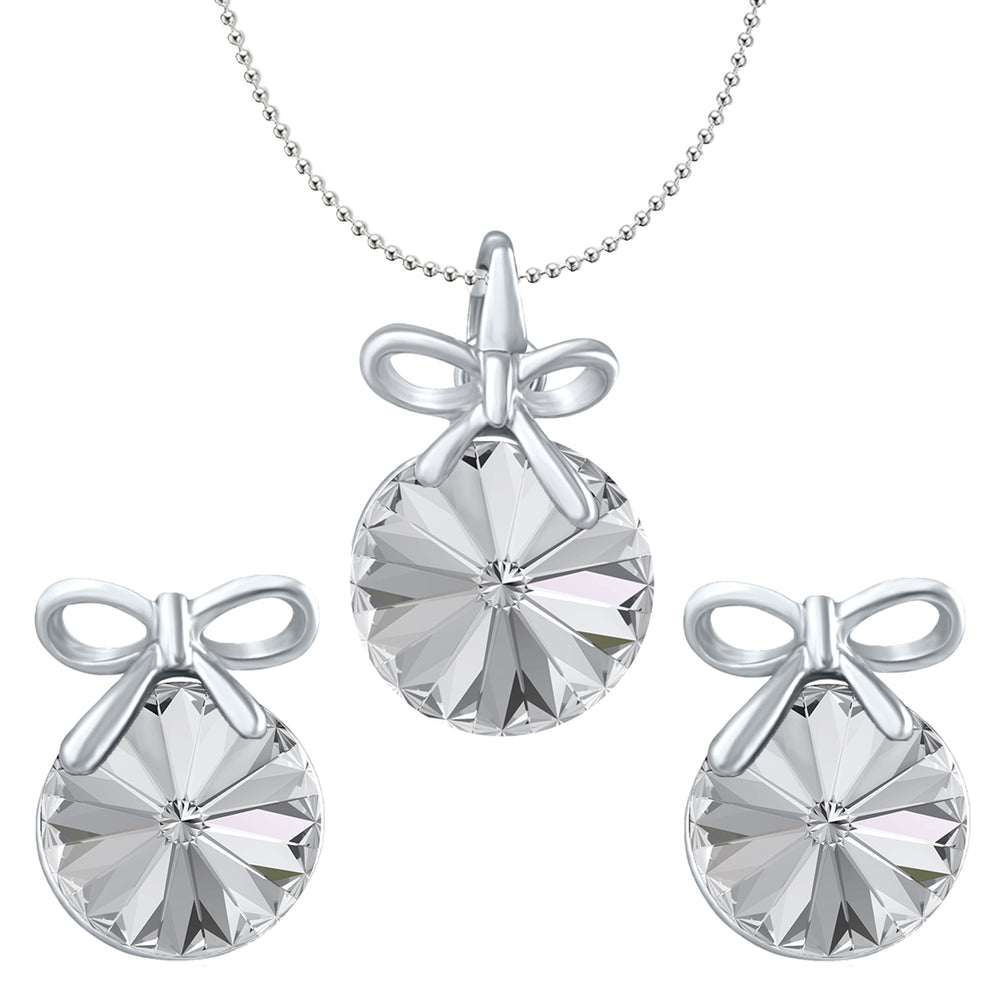 Bow Pendant Set with Rose Pink Cubic Zirconias