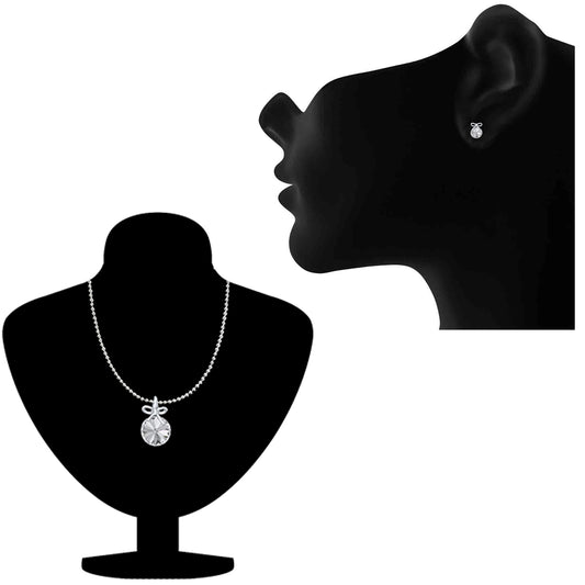 Bow Pendant Set with Rose Pink Cubic Zirconias