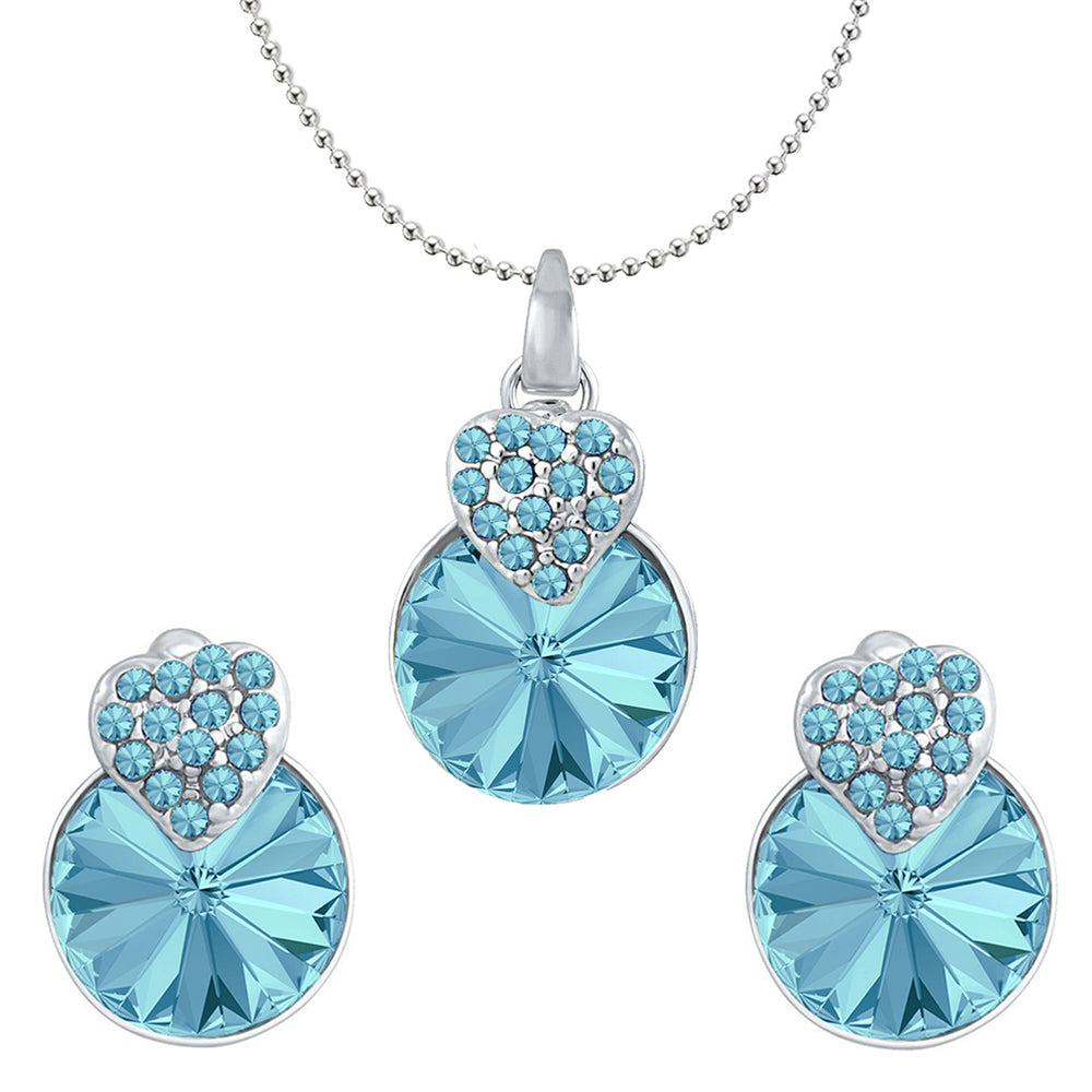Heart Pendant Set Made with White AB Cubic Zirconias