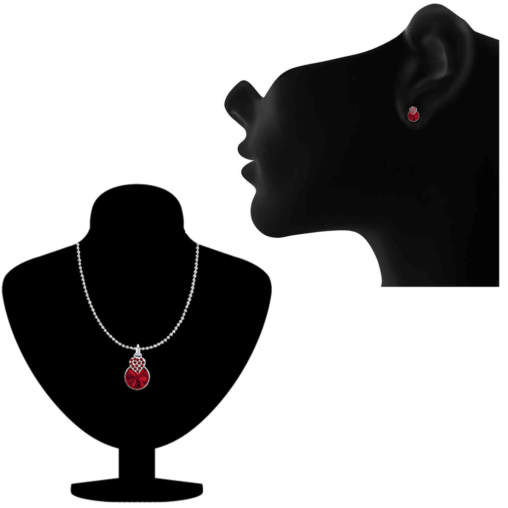 Heart Pendant Set Made with White AB Cubic Zirconias
