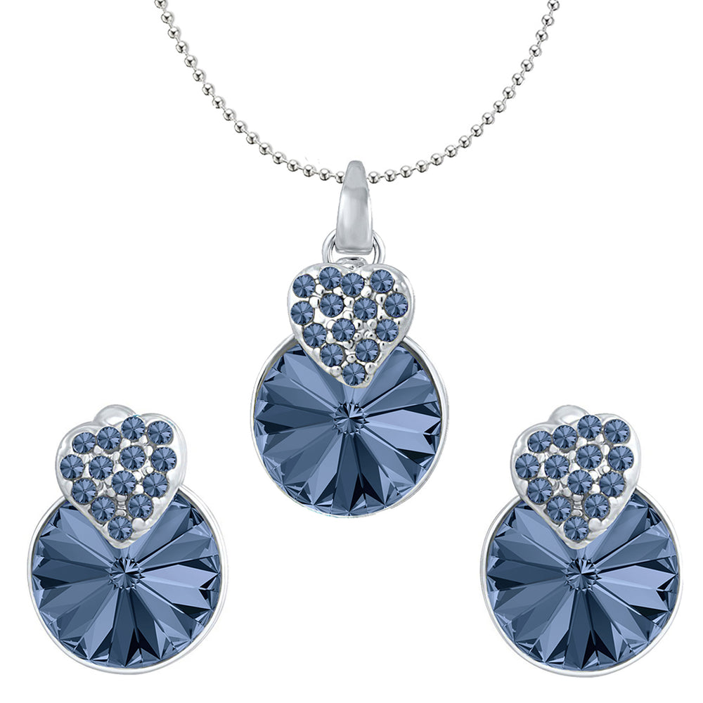 Heart Pendant Set Made with White AB Cubic Zirconias