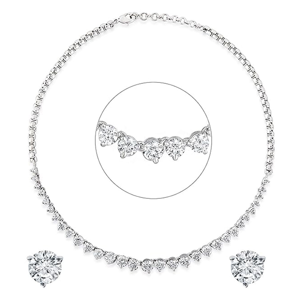 Princess Cut Premium Cubic Zirconia CZ Valentine Choker Necklace Set