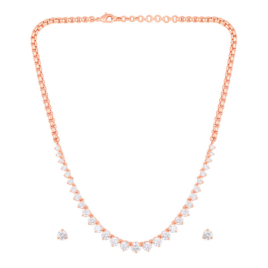 Princess Cut Premium Cubic Zirconia CZ Valentine Choker Necklace Set