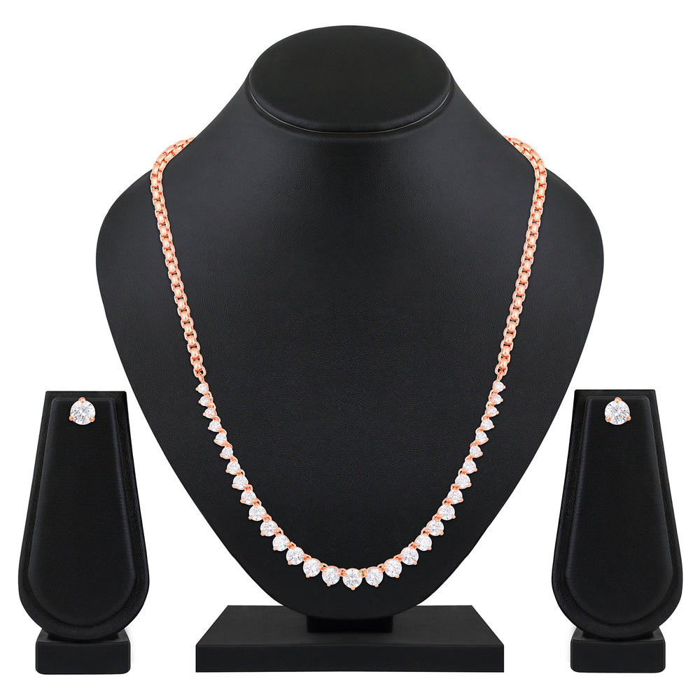 Princess Cut Premium Cubic Zirconia CZ Valentine Choker Necklace Set