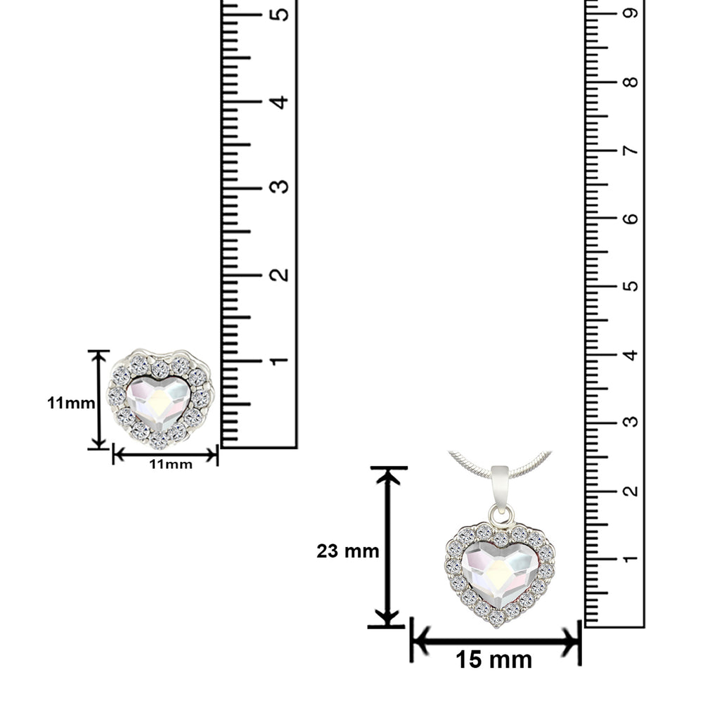 Valentine Gift Fushia Purple Heart Pendant Set with Cubic Zirconias