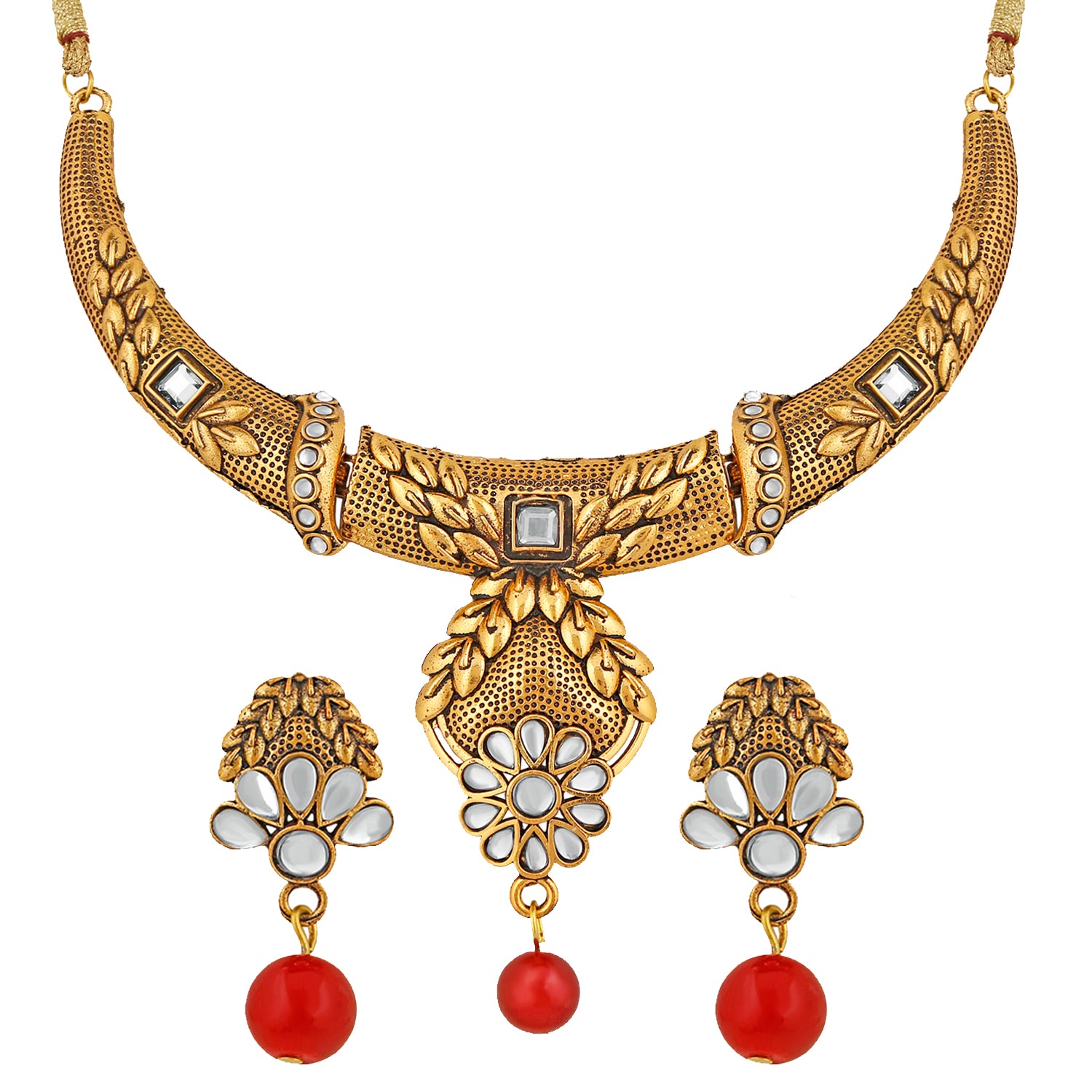 Traditional Ethnic Mesmerising Floral inspired Kundan Necklace set