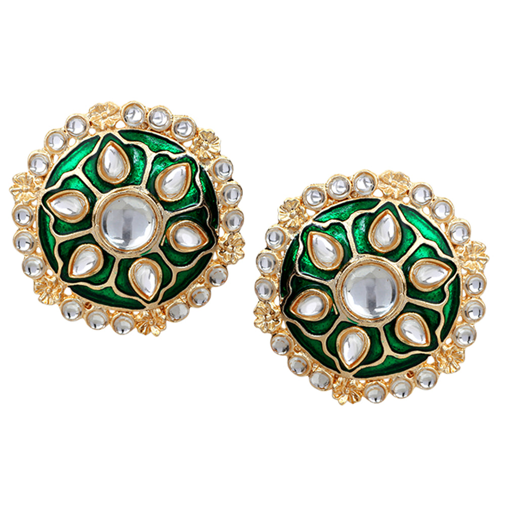 Green Meena Enamel Traditional Ethnic Choker Necklace Set