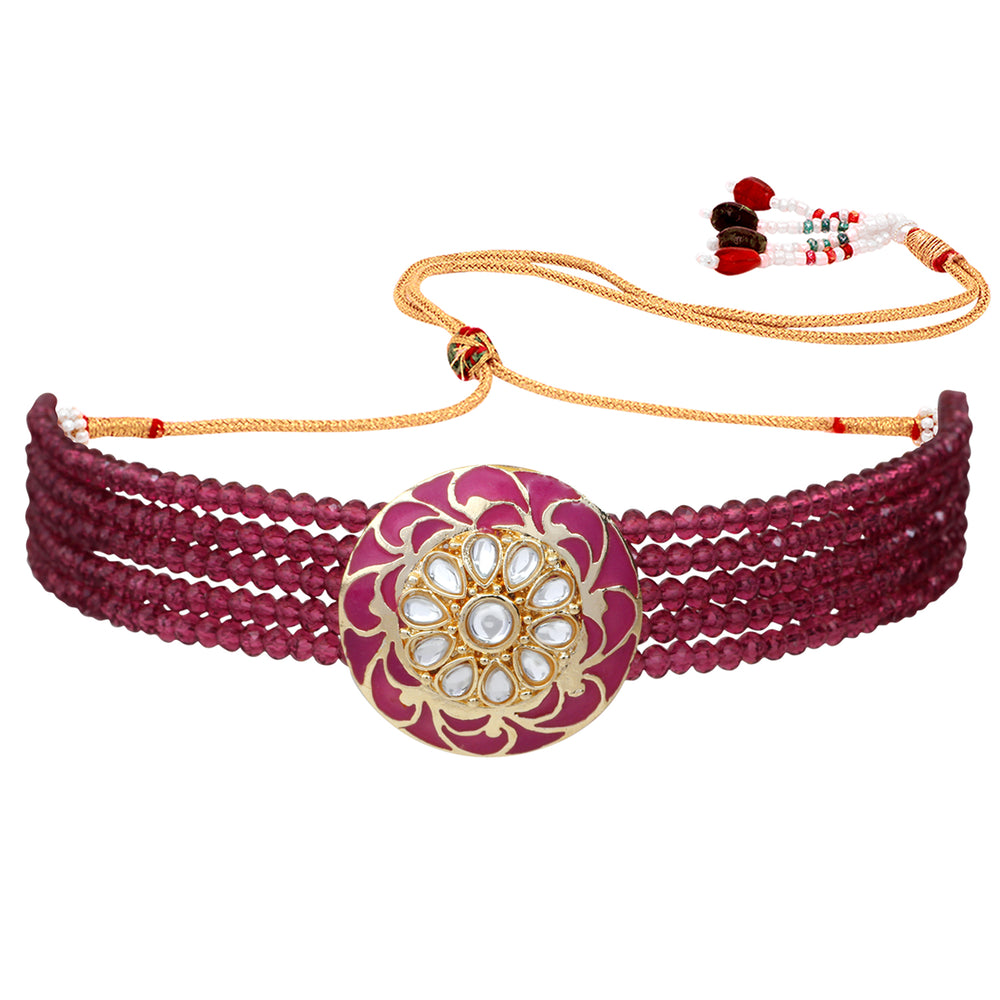 Green Meena Enamel Traditional Ethnic Choker Necklace Set