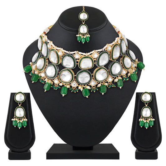 Multi Layerd Kundan Jewellery Set with Meena Enamel